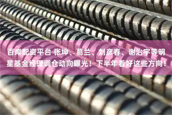 百岸配资平台 张坤、葛兰、刘彦春、谢治宇等明星基金经理调仓动向曝光！下半年看好这些方向！