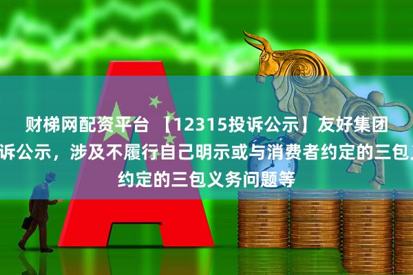 财梯网配资平台 【12315投诉公示】友好集团新增2件投诉公示，涉及不履行自己明示或与消费者约定的三包义务问题等